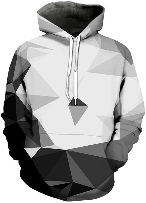 Mens Graphic Hoodies Pullover 3D Print with Pockets, Unisex Anime Black Red Hoodie Sweatshirt for Teen Boys
