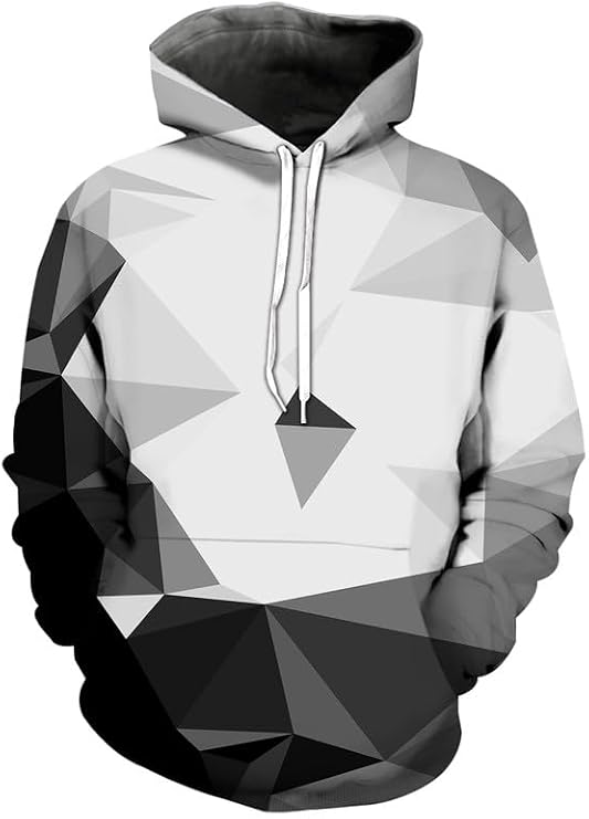 Mens Graphic Hoodies Pullover 3D Print with Pockets, Unisex Anime Black Red Hoodie Sweatshirt for Mens