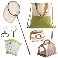 ROBOTIME Bug Catcher Kit & Kids Explorer Kits, 8-in-1 Butterfly kit, Outdoor Exploration Set, Bug Hunting Kits with Magnifying Glass, Bug Viewer, Butterfly Net, Carry Bag, Gift for Boys Girls 3-12