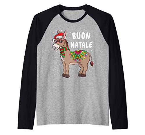 Buon Natale American Italian Xmas Funny Christmas Donkey Manche Raglan