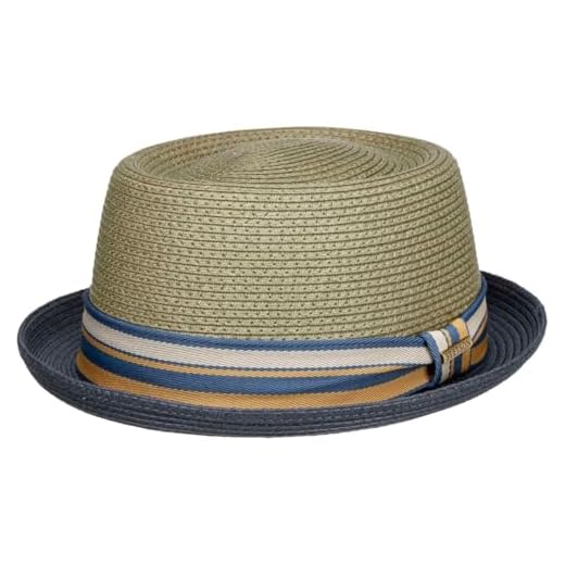 Stetson Licano Toyo Pork Pie Straw Hat Women/Men - Beach Sun with Lining, Grosgrain Band Spring-Summer - XXL (62-63 cm) Grey