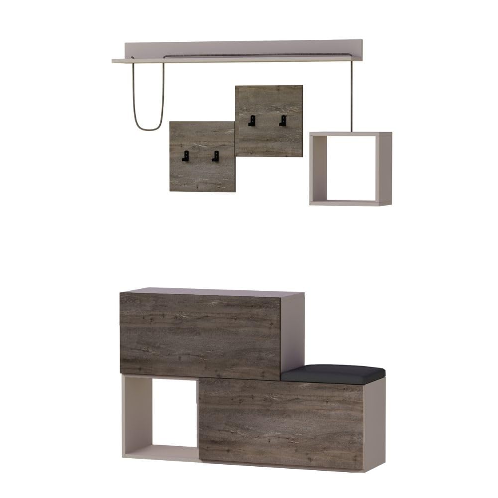 Mobile Ingresso Appendiabiti Moderno con Scarpiera Ribalta 12 Paia Dimensioni 120x36x87 cm Colore Tort/Dk Holdon