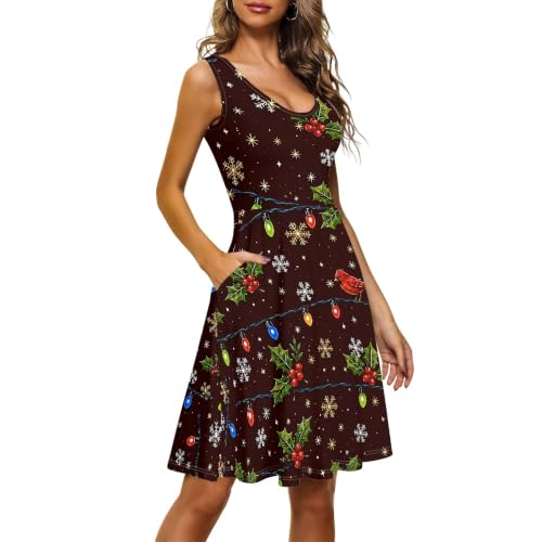 Image of TOADDITDO Womens Summer Sleeveless Tank Dress with 2 Side Pockets XS-4XL Plus Size