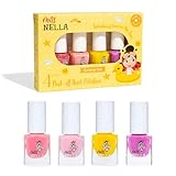 Miss nella colección de verano Paquete de 4 Brillantina esmaltes de uñas a base de agua, melocotón y amarillo