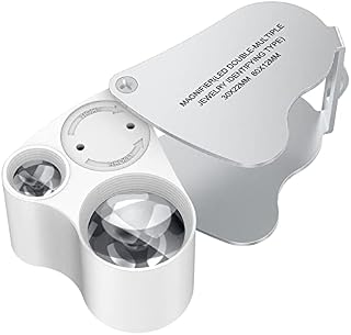 KIMILAR Magnifying Glass with Light, 30X 60X Jewellers Loupe, Portable Pocket Jewelers Loupe Magnifier for Gems Jewelry Rocks Stamps Coins Watches Hobbies Antiques Models Photos