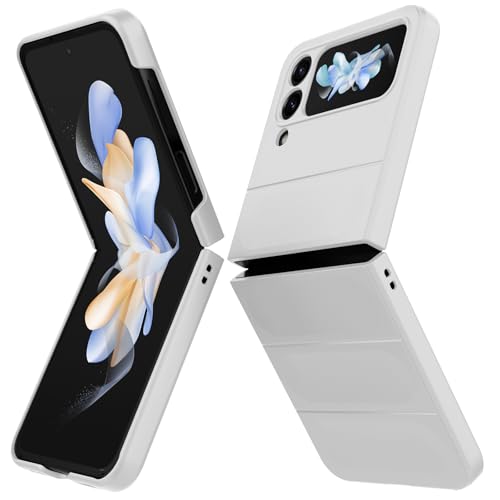 BonYonka Hülle Kompatibel mit Samsung Galaxy Z Flip 4, Hard PC Stoßfest Schutzhülle Kratzfest Rugged Cover, Rundumschutz Schutzhülle mit Kameraschutz, Weiß