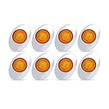MADCATZ 3 Inch 3 LED Mini Oval Side Marker Light Panel Sealed Surface Mount with Chrome Bezel for Pickup Trailer RV Caravan Van Lorry Cabin 12V DC Shockproof Pack of 8 Amber Light/Lens