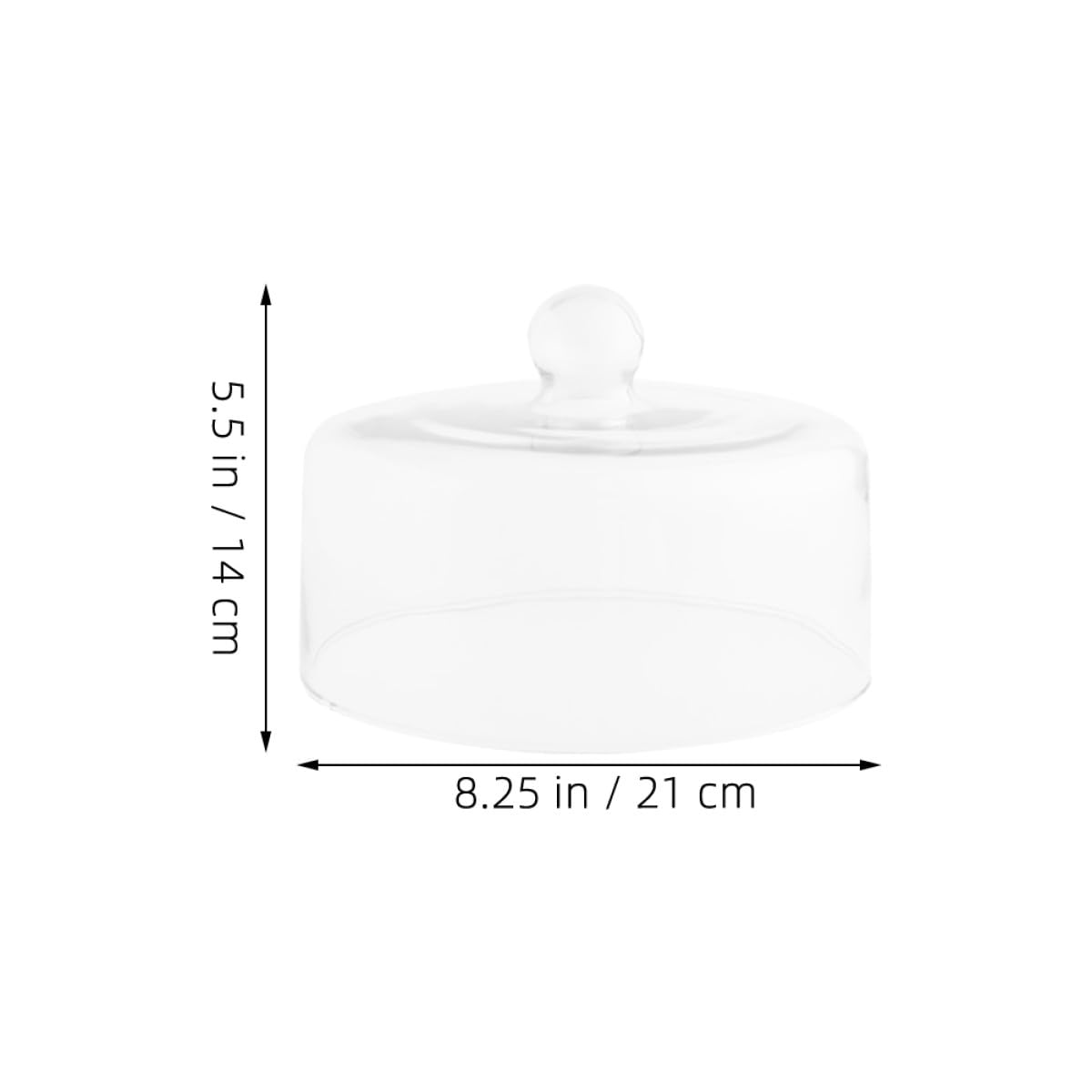 Runde Dessertkuppel 21cm aus Glas, Transparente Abdeckung für Kuchenständer