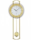 AMS AMS 5255 Wand Funk Pendeluhr mit rundem Ziffernblatt Messing lackiert Metallpendel Funkwerk