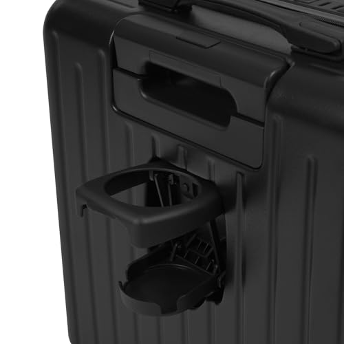 18 Inch Carry On Luggage, Hard Shell Expandable Carry-On Suitcase Aluminum Carry on Luggage Small Rolling Luggage with Spinner Wheel, Usb Interface, Cup Holder-Black3