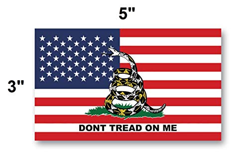 3X5 Dont Tread On Me American Flag Sticker 3-Pack Made With Durable Waterproof Materials, Gadsden American Flag Bumper Sticker, Patriotic Bumper Sticker #TOP3