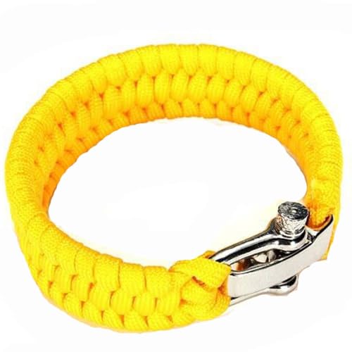 SagaSave Outdoor Paracord Survival Bracelet, Emergency Rescue Parachute Rope Bracelet with Adjustable Buckle for Travelling, Camping and Hiking (Yellow)