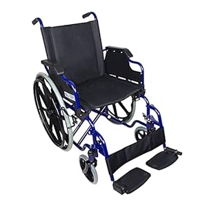 Mobiclinic rolstoel, voor ouderen, opvouwbaar, grote wielen, 43 cm, blauw