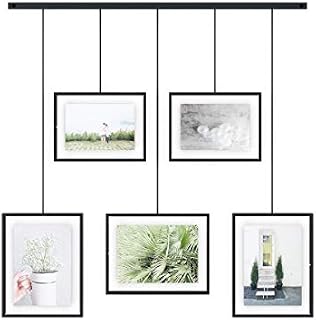 Umbra Exhibit Picture Frame Gallery Set, Adjustable Collage Display for 5 Photos, Prints, Artwork and More, Holds two 4 x 6" and three 5 x 7" Photos, Black, 5 Frames