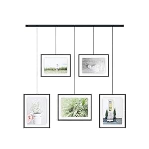 Umbra Exhibit Picture Frame Gallery Set Adjustable Collage Display for 5 Photos, Prints, Artwork & More (Holds Two 4 x 6…