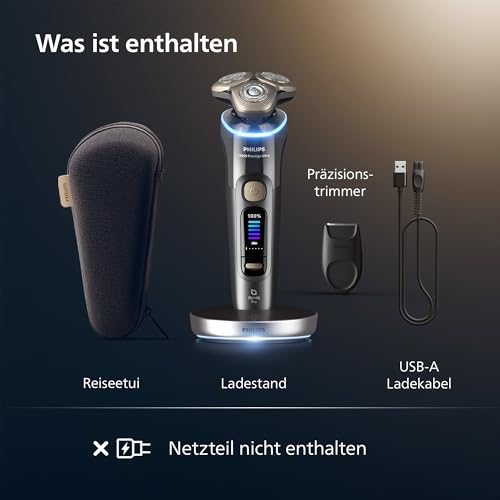 Philips Rasierer i9000 Prestige Ultra, elektrischer Nass- und Trockenrasierer für Herren, dunkelgrau, Druck- und Bewegungssensor… – Ansicht 7