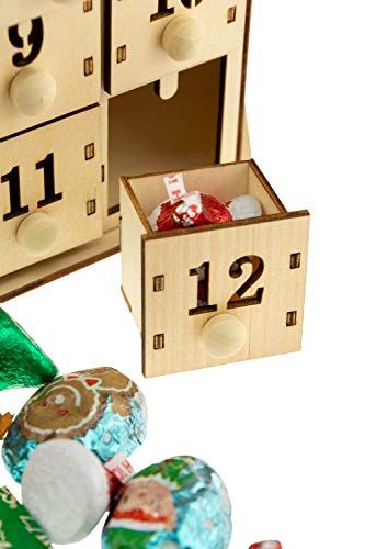 Clever Creations Wooden Christmas Advent Calendar, Countdown to Christmas, LED Holiday Decoration, Battery, Round Village - Thumbnail 3