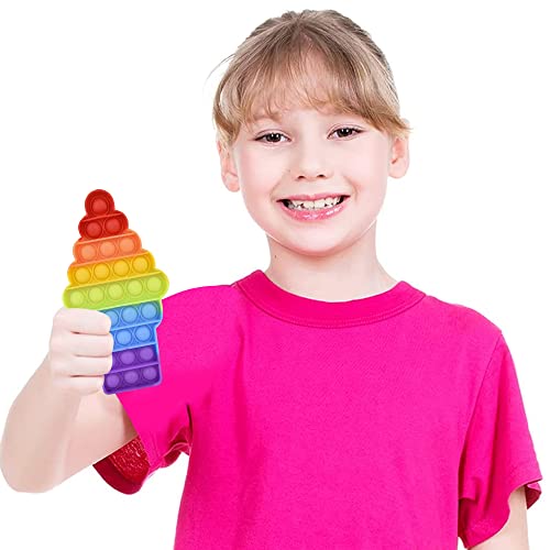 Artcreativity Rainbow Ice Cream Bubble Poppers, Set Of 4, Pop It Sensory Fidget Toys, Stress Relief Toys For Boys & Girls, Silicone Push Pop Toys For Kids, Cool Birthday Party Favors #TOP3