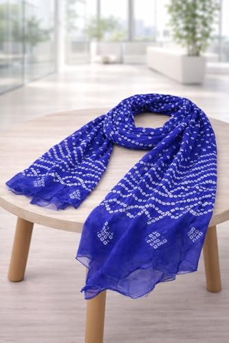 Image of PK HUB Women's Jaipuri Rajasthani Bandhani Dupatta | Art Silk Bandhej Dupatta with Gota Patti Work & Tassels (Free size)