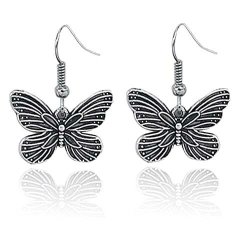 TIANBANGSHI Bohemian Vintage Butterfly Earrings for Women Teen Girls Dainty Unique Silver Plated Animal Dangle Drop Butterfly Earrings Statement jewelry Gift, Zinc, np Cover