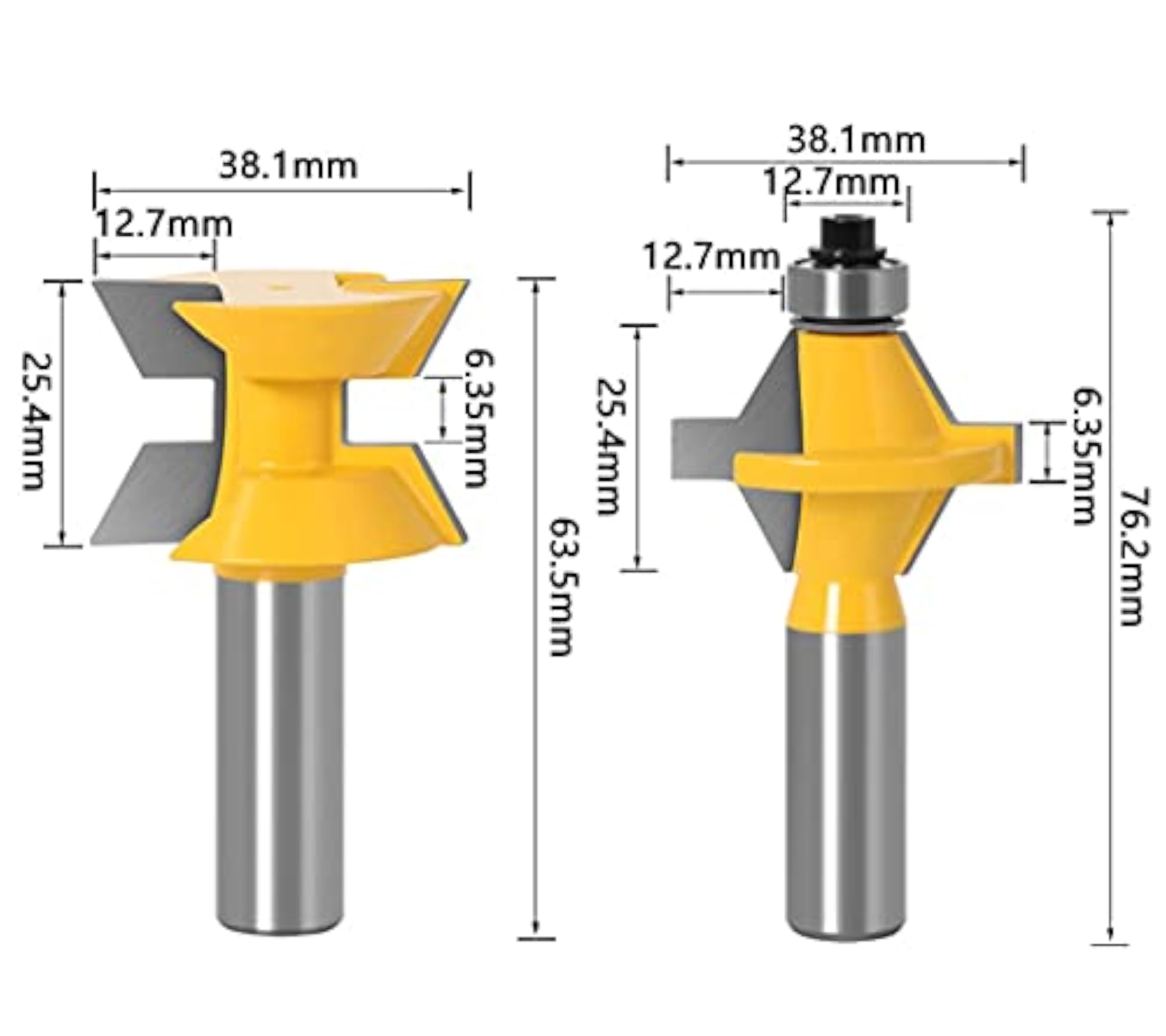 2pc 1/2 Inch Shank Router Bit Set for Woodworking