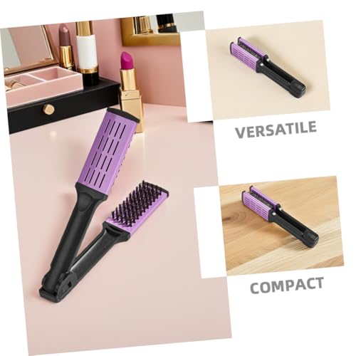 Peine para alisar cabello FRCOLOR con cerdas suaves morado miniatura 3