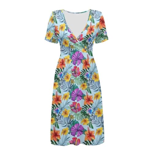 Image of Women's Summer Dresses Short Sleeve Formal Dresses with Pockets | Lightweight polyester fabric delivers cool airflow during hot summer outdoor activities