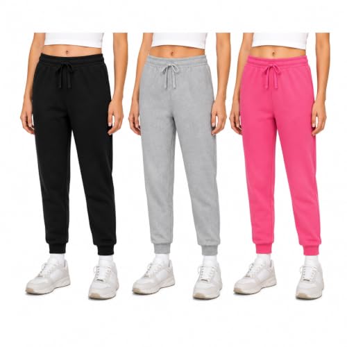 Image of Sweet Hearts Girls Sweatpants - 3 Pack Super Soft Performance Jogger Girls Pants: Made in USA (Sizes 5-18)