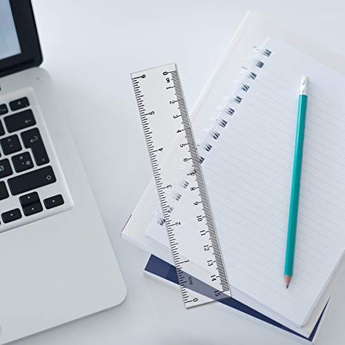6 Pack 6 Inch Ruler Plastic Ruler Straight Ruler Plastic Measuring Tool Transparent Ruler Small Ruler With Inches And Metric Measuring For Student School Office (Clear, 15Cm) #TOP3
