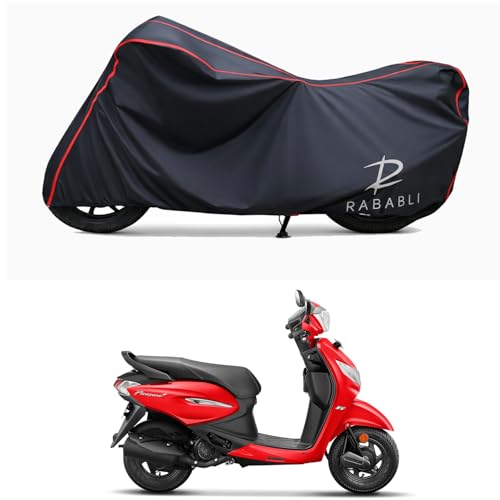 Image of Waterproof Bike Body Cover Compatible for | Hero Pleasure Plus VX | Taffeta Fabric, Red Piping Design, Bottom Elastic Fit | Dustproof, Sun UV & Rain Protection for All Bikes