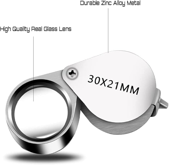 HOUSE HATCH Triplet 30X 21mm Jewelry loupe Portable Folding Magnifier, Pocket Handheld Tools Handheld Magnifying Glass for Jewelers, Coin and Stamp Collectors 4