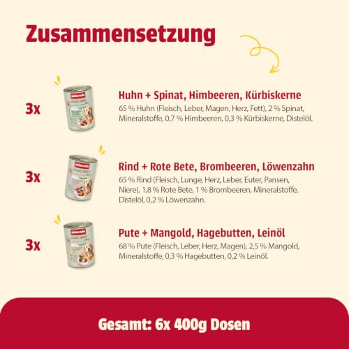 animonda GranCarno Adult Hunde Nassfutter Superfoods Variation (6 x 400g)
