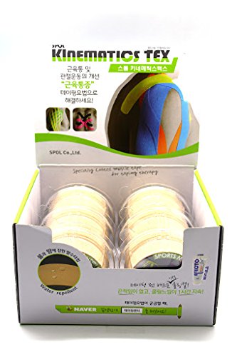 SPOL Kinematics Tex - Elastic Kinesiology Tape for Support & Healing Adhesive Tape - 6Rolls Set - 2(Inch) x 16.4(Feet) -Beige