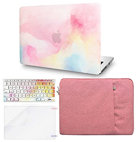 Buy 2 get 3 KEC Laptop Case for MacBook Air 13" Retina w/ Keyboard Cover + Sleeve + Screen Protector (4 in 1 Bundle) Plastic Hard Shell Case A1466/A1369 (Rainbow Mist)