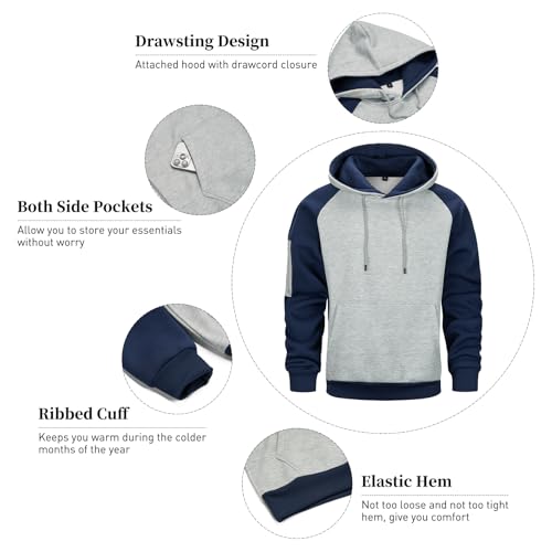 Men's Hoodie Novelty Color Block Pullover Hooded Collar Drawstring Hoodies Sweatshirt with Pocket4