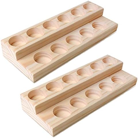 Amazon.com: LONG TAO 2 Pcs Wooden Essential Oil Display Stand 2 layer ...