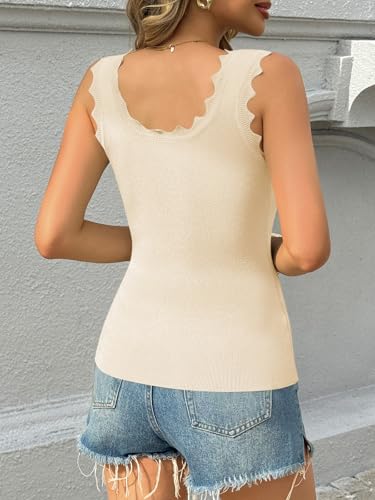 Image of Saodimallsu Womens Ribbed Knit Tank Top Summer Sleeveless Square Neck Casual Basic Slimming Sweater Vest Tops