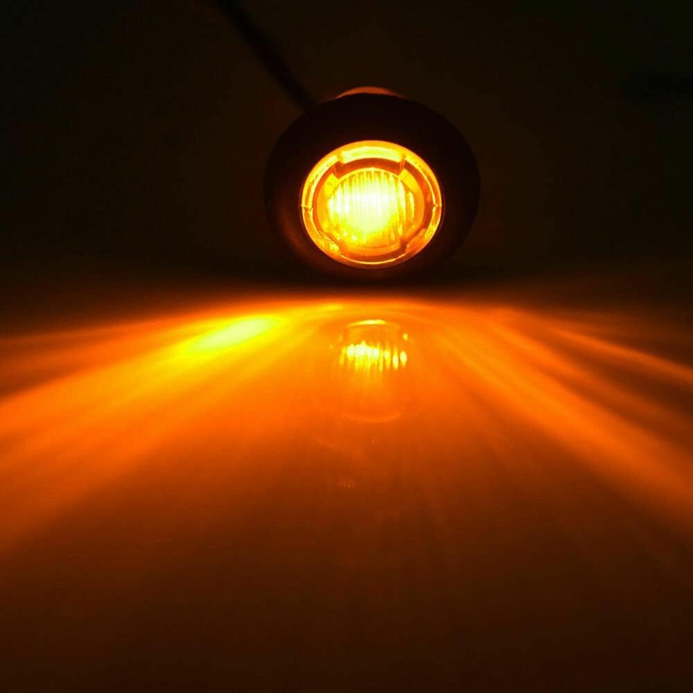 Baceyong 20 szt. 12V-24V Samochód LED Boczny Marker Wyczyść Światła Sygnałowe Lampy sygnałowe, Uniwersalne okrągłe wskaźniki sygnału bocznego Lampy dla ciężarówek Zwiastun SUV Caravan Camper, Amber