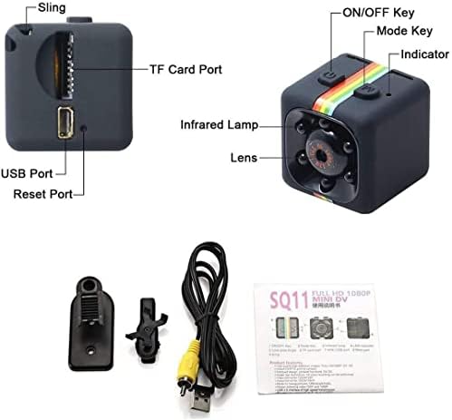 Mini Spy Cameras Hidden,Senua 1080P SQ11 HD Small Portable Wireless Home Security Surveillance Camera,Covert Tiny Nanny Cam with Night Vision and Motion Detection,Compact Indoor/Outdoor Video Recorder