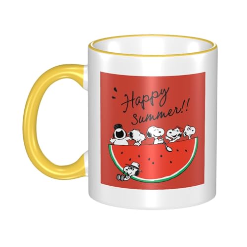 スヌーピー マグカップ 保温・保冷 電子レンジ対応 コーヒーカップ 陶器 セラミック 耐高温 軽量 個性人気 誕生日プレゼント大容量 Yellow