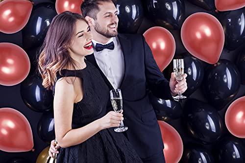 Image of Red and Black Birthday Decorations Party Supplies Set,Black Gold Confetti Balloons Gold curtain for Baby Shower Wedding Birthday Graduation Anniversary Bachelorette Party Decorations | Black Gold Confetti Balloons Gold curtain for Baby Shower Birthday Graduation Anniversary Bachelorette Party Decorations