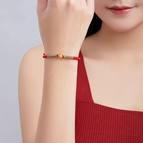 24K Gold Bracelet Zodiac Charm Bracelets Constellation Jewelry Horoscope Sign Red Braided Bracelet Healing Dainty Solid Gold Gifts for Women Men 6