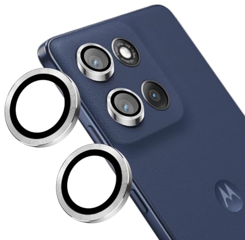 Image of ZARALA Camera Lens Frame Glass Compatible with Motorola G86 Power 5G Tempered Glass Aluminum Alloy Frame Individual Camera Lens Protector Cover Silver