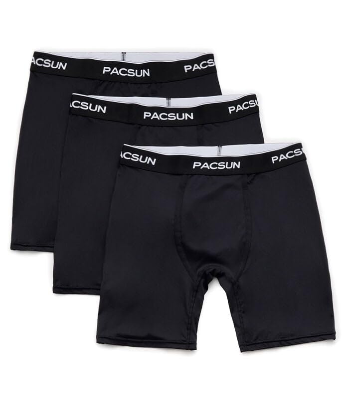 PacSun Men's 3 Pack Black Solid Boxer Briefs