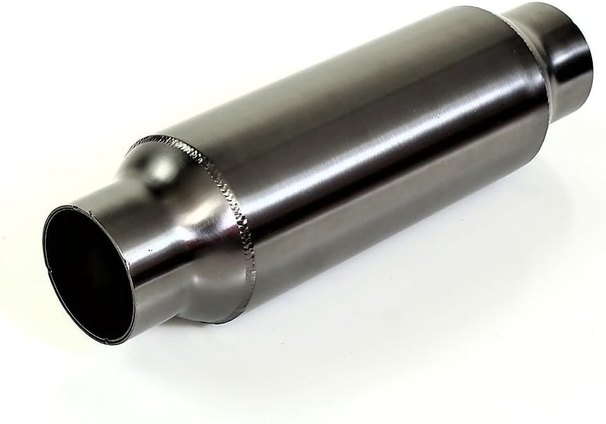 NETAMI Stainless Steel Bullet Resonator Muffler Black Chrome Inlet/Outlet 2.25", Body Diameter: 3.5", Overall Length: 16"