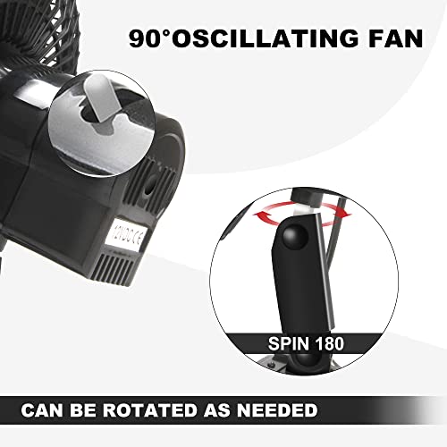 12 Volt Oscillating Fan, 6" Portable Car Fan With Car Cigarette Lighter, 360° Cooling Ventilation, Car DC Clip Fan, 12v Fan for Truck,RV,Car (Cord Length 5FT)