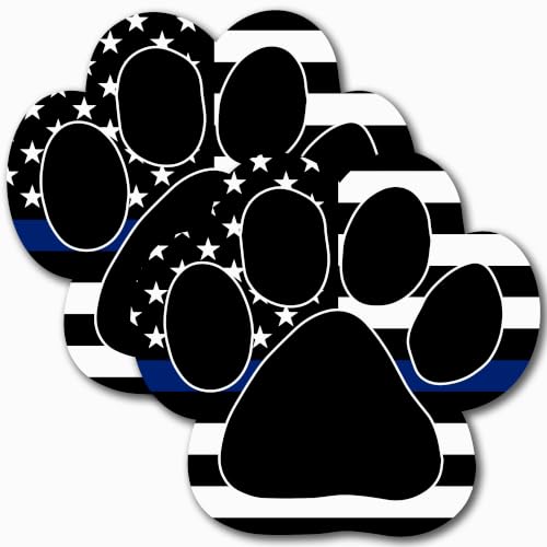 Image of Thin Blue Line Pawprint Car Magnet Decal, 5 inch, 2 Pack, Waterproof Vinyl | Heavy Duty Accessory, Magnetic Decal for Cars, Trucks and SUVs or Any Magnetic Surface, Crafted in USA