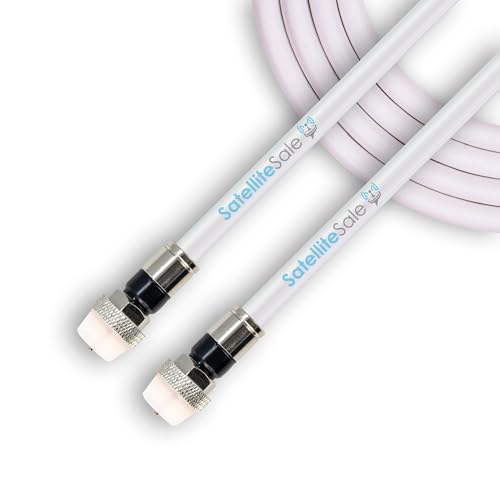 SatelliteSale Digital RG-6/U 75 Ohm Coaxial Cable with F-Type Waterproof Connectors Indoor/Outdoor Universal Wire White Cord 50 feet