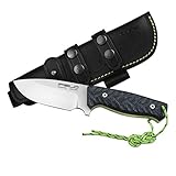 iField Workout EL29118 Überlebensmesser und Jagdmesser, Böhler N690CO Klinge 11,5 cm, mit schwarzer Lederscheide inklusive, TRF-Griff, Campinggerät zum Angeln, Jagen, Sport Treiben
