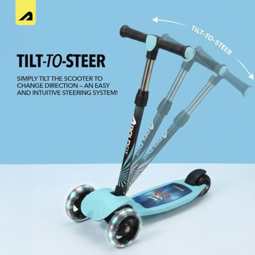 Image of Boldfit Kids Scooter 3 Wheel Kick Scooty for Kids (Above 5 Years) Foldable 4 Adjustable Height Toys for Boys & Girls, Safe Skate Scooter with LED Wheels & Birthday Gift Max Weight 50 Kg, ZigFold-Blue